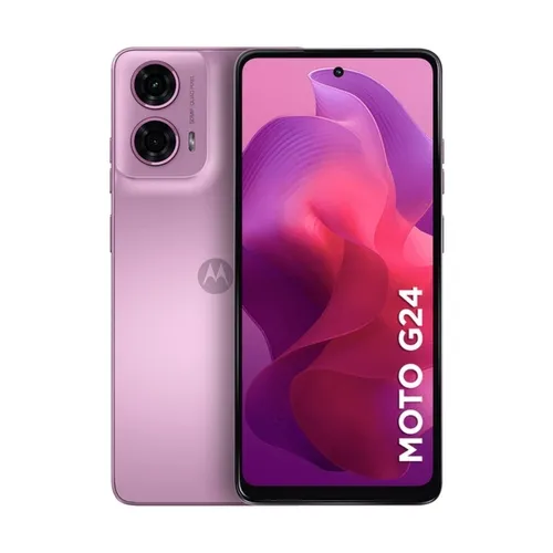Smartphone Motorola Moto G24 4G 128GB Rosa Octa-Core Câmera Dupla 50mp+2mp e Selfie 8mp Tela 6.6