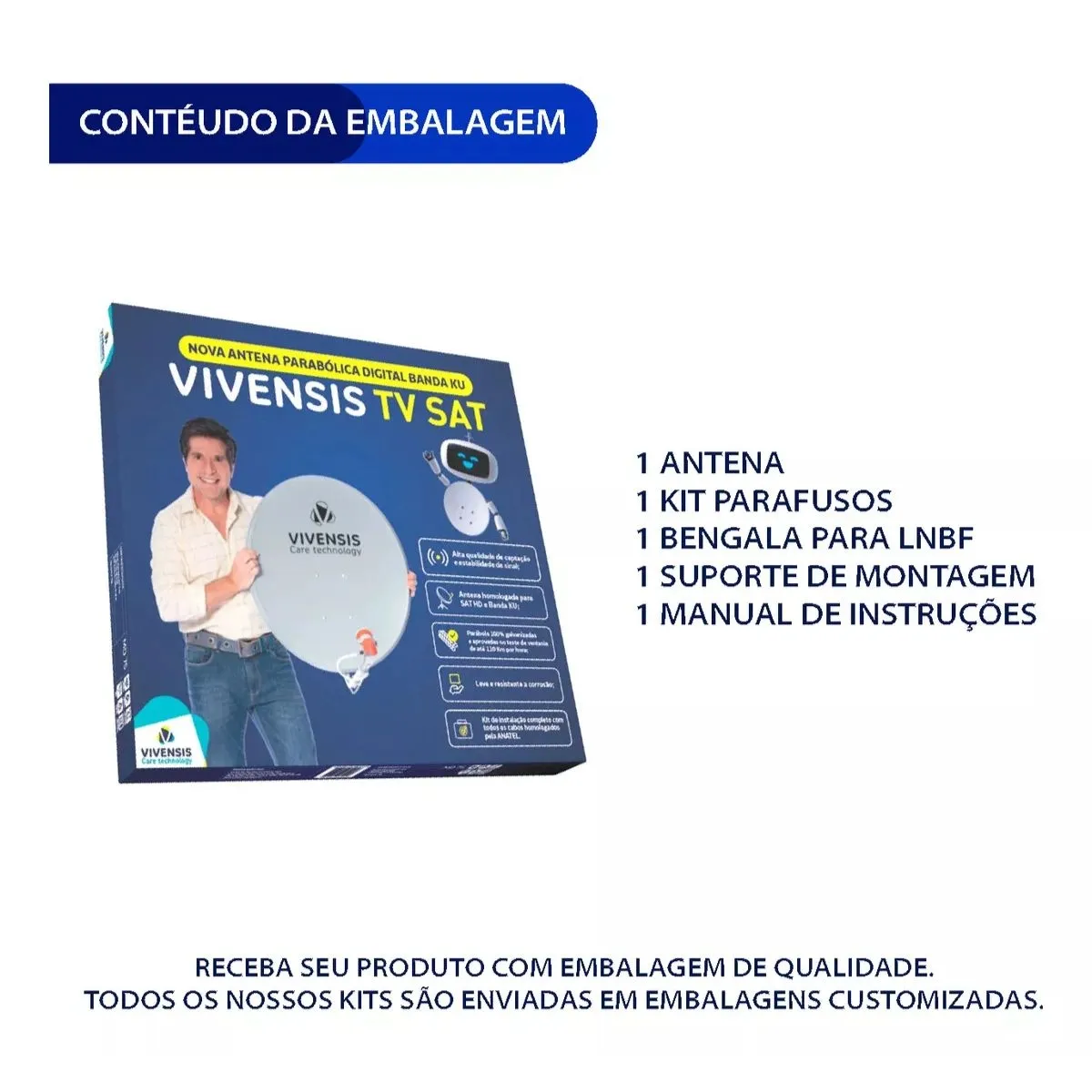 Antena Mini Parabólica Vivensis 60 cm