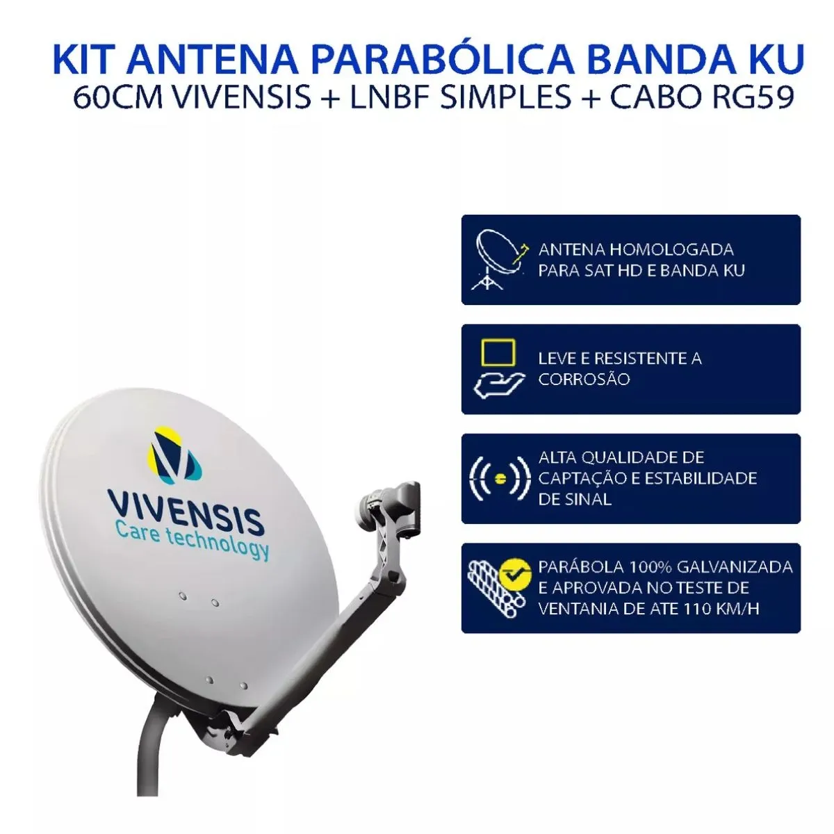 Antena Mini Parabólica Vivensis 60 cm