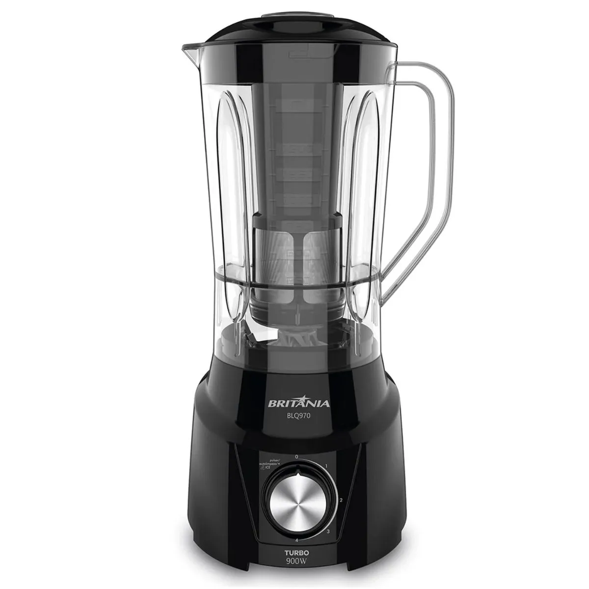 Liquidificador Britânia Turbo BLQ970P Preto 2,6 Litros 4 Velocidades Com Filtro 900W
