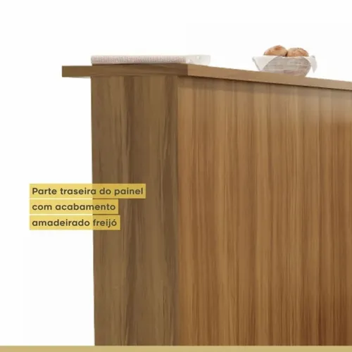 Painel de Ilha Ripado Bancada para Cozinha Nesher 200 CM 100% MDF Freijó
