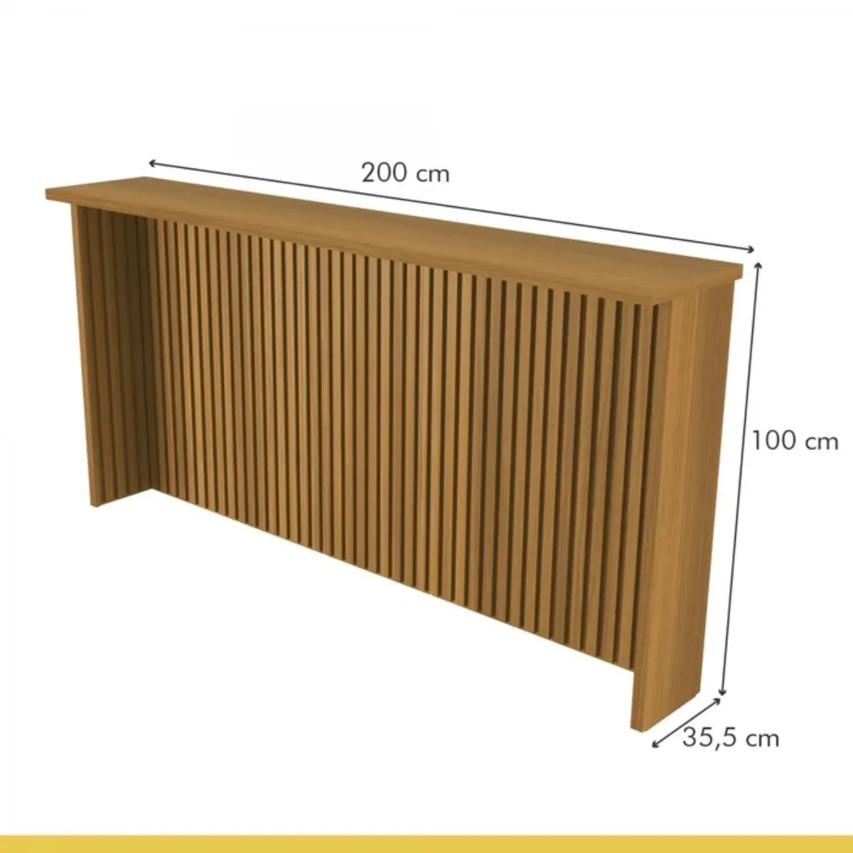 Painel de Ilha Ripado Bancada para Cozinha Nesher 200 CM 100% MDF Freijó