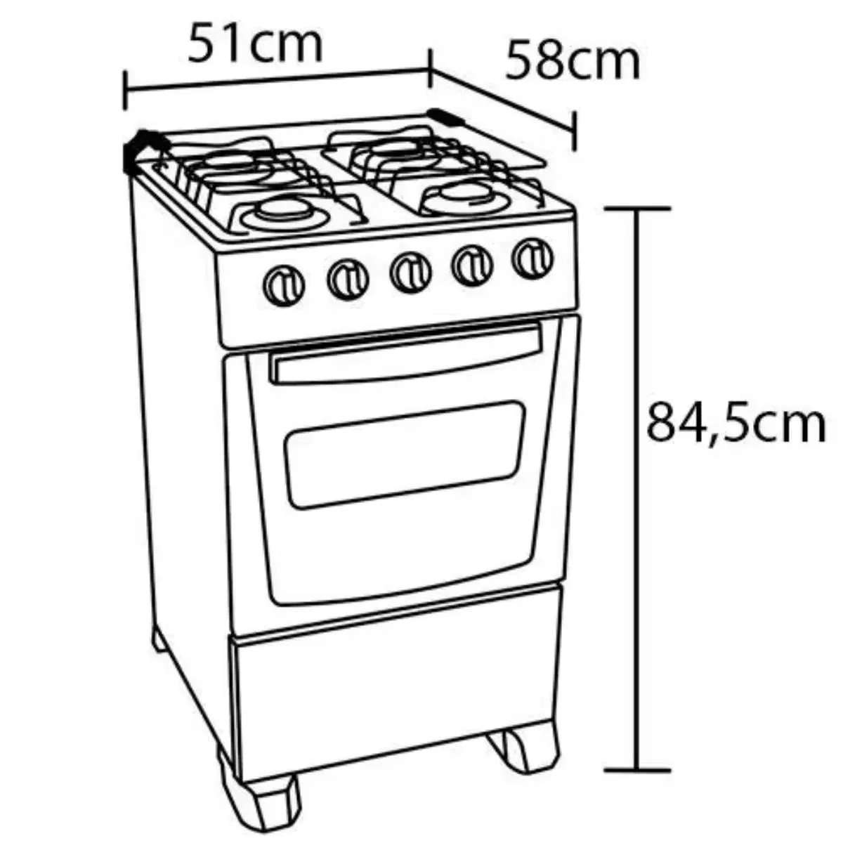 Fogão 4 Bocas Bali 4111 Sem Tampa Branco Esmaltec