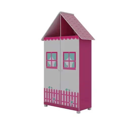 Guarda-Roupa Infantil 2 Portas Casinha Pink Ploc Gelius