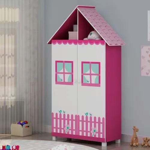 Guarda-Roupa Infantil 2 Portas Casinha Pink Ploc Gelius