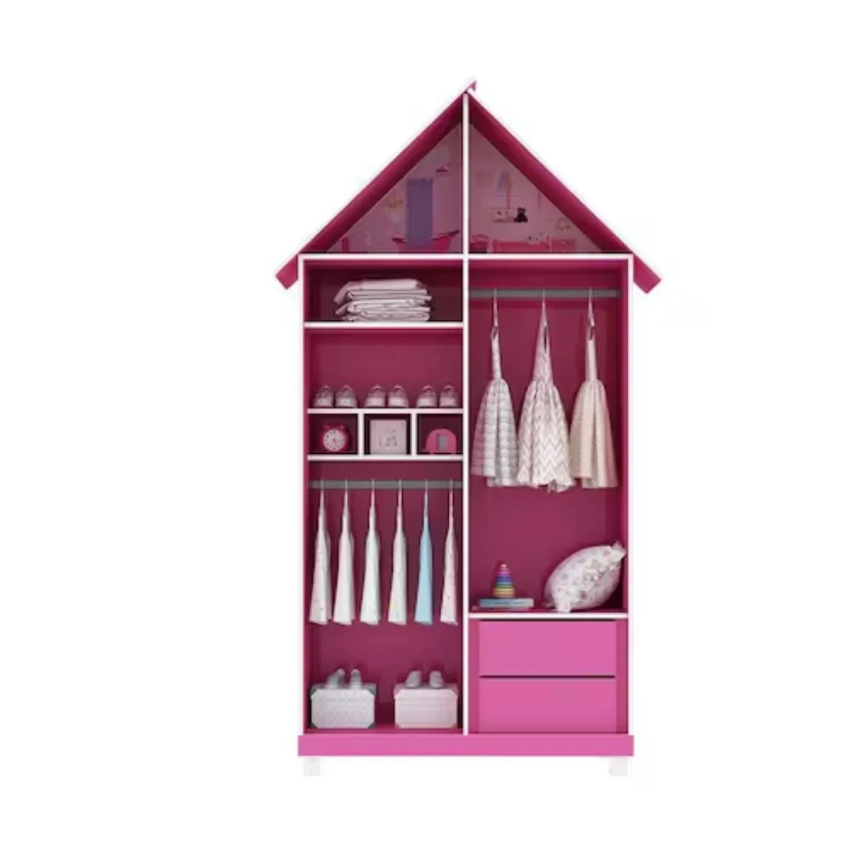 Guarda-Roupa Infantil 2 Portas Casinha Pink Ploc Gelius
