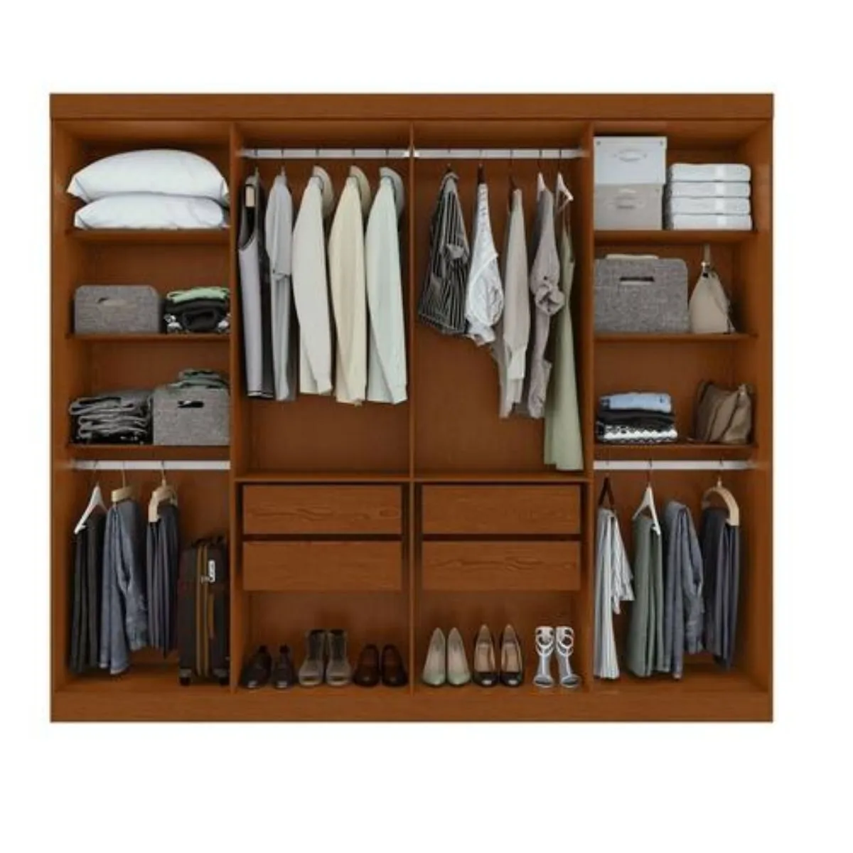 Guarda-Roupa Casal Andara Soft 08 Portas Com Espelho e Pés Amêndoa Clean/Off White Lopas