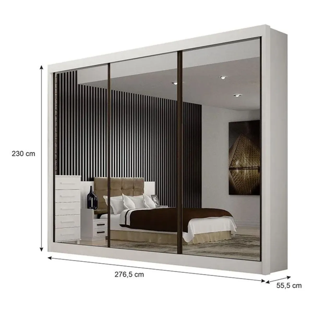 Guarda-Roupa Casal San Marino Gold 3 Portas 4 Gavetas Branco Com 3 Espelhos - Leifer