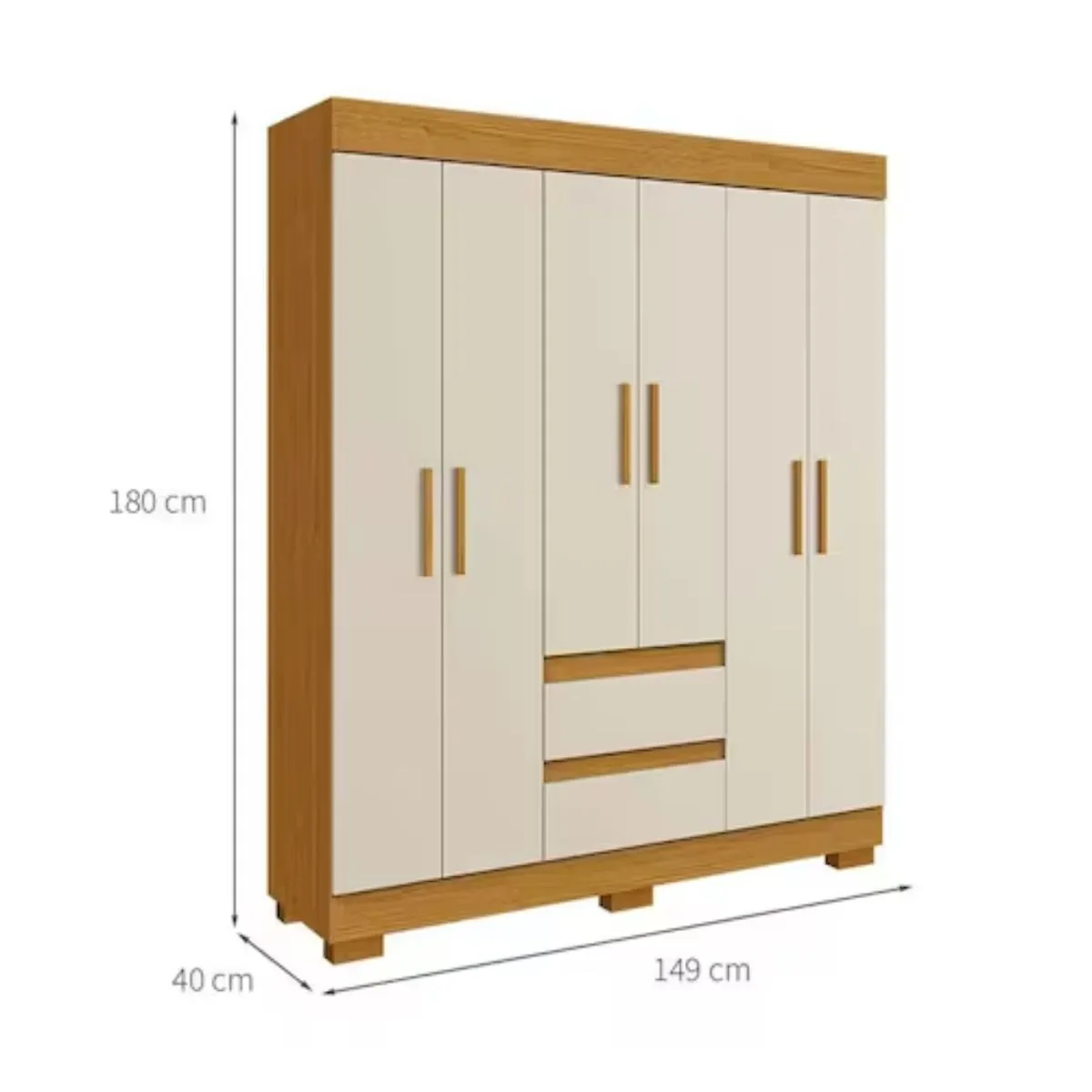 Guarda-Roupa Casal 6 Portas 2 Gavetas Maya Cinamomo/Off White ACP