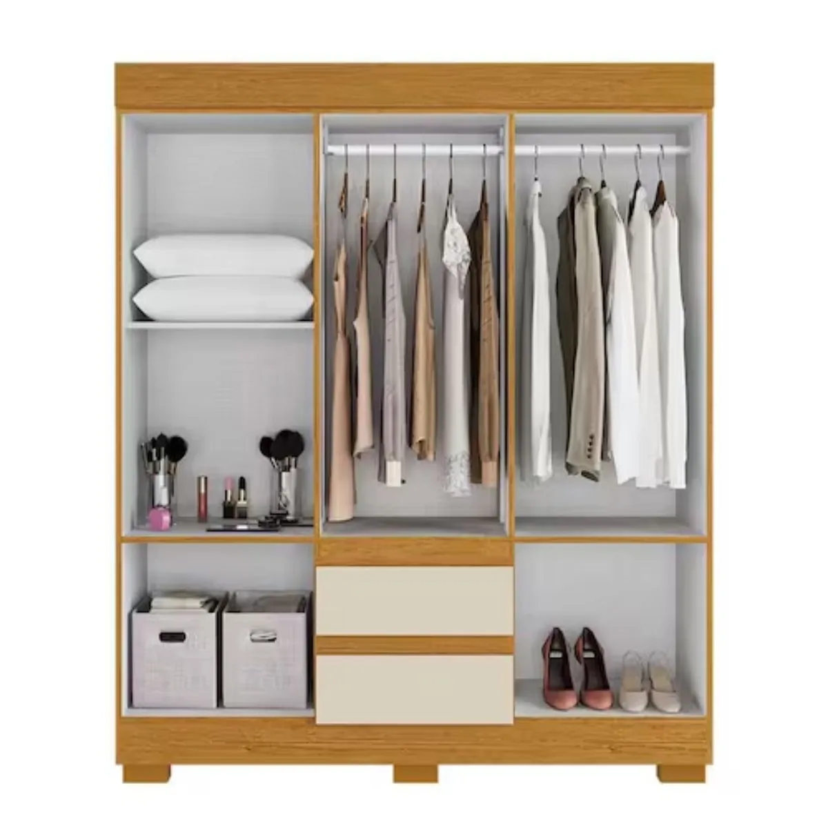 Guarda-Roupa Casal 6 Portas 2 Gavetas Maya Cinamomo/Off White ACP