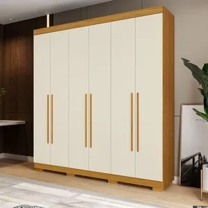 Guarda-Roupa Casal Ágata 6 Portas 3 Gavetas MDP Cinamomo/Off-White