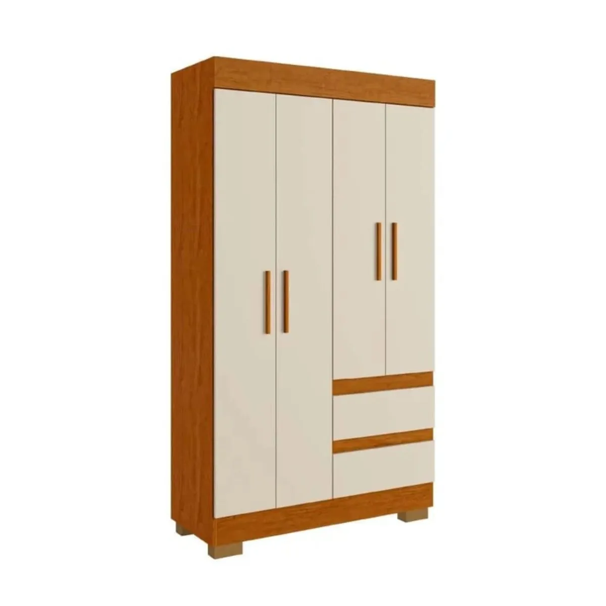 Guarda-Roupa Solteiro 4 Portas 2 Gavetas Maya Cinamomo Off White ACP