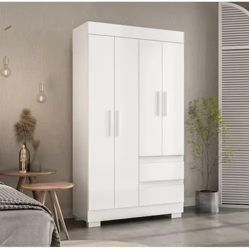 Guarda-Roupa Solteiro 4 Portas 2 Gavetas Maya Branco ACP