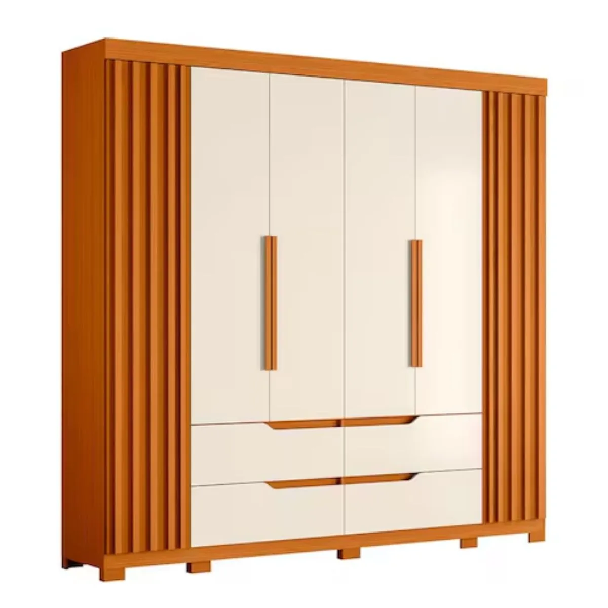 Guarda-Roupa Casal Doble 6 Portas e 4 Gavetas Sem Espelho Cinamomo/Off White