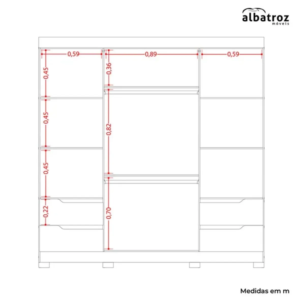 Guarda-Roupa Casal 4 Portas 4 Gavetas Vivacce com Espelho Jatobá/Fendi Metallic