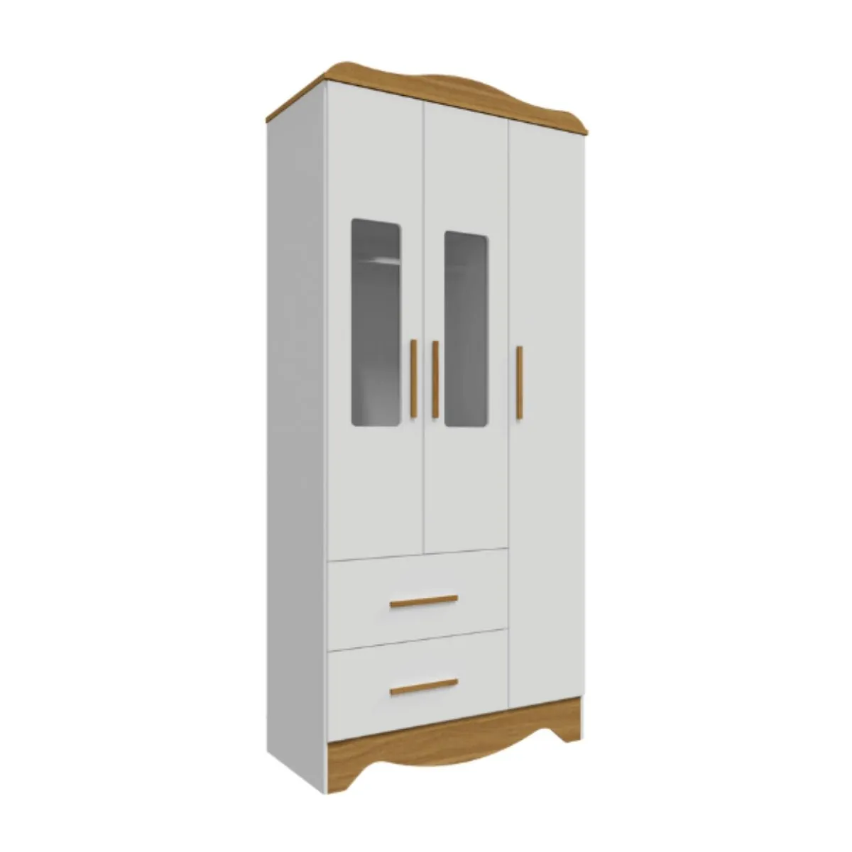 Guarda-Roupa Infantil Provençal Clara 3 Portas 2 Gavetas Branco Brilho/Amêndoa