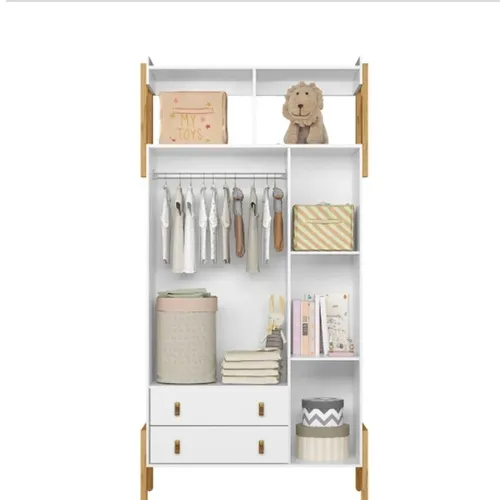 Guarda-Roupa Infantil Fantasia 3 Portas 2 Gavetas com Nicho Branco Acetinado