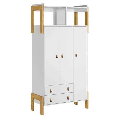 Guarda-Roupa Infantil Fantasia 3 Portas 2 Gavetas com Nicho Branco Acetinado