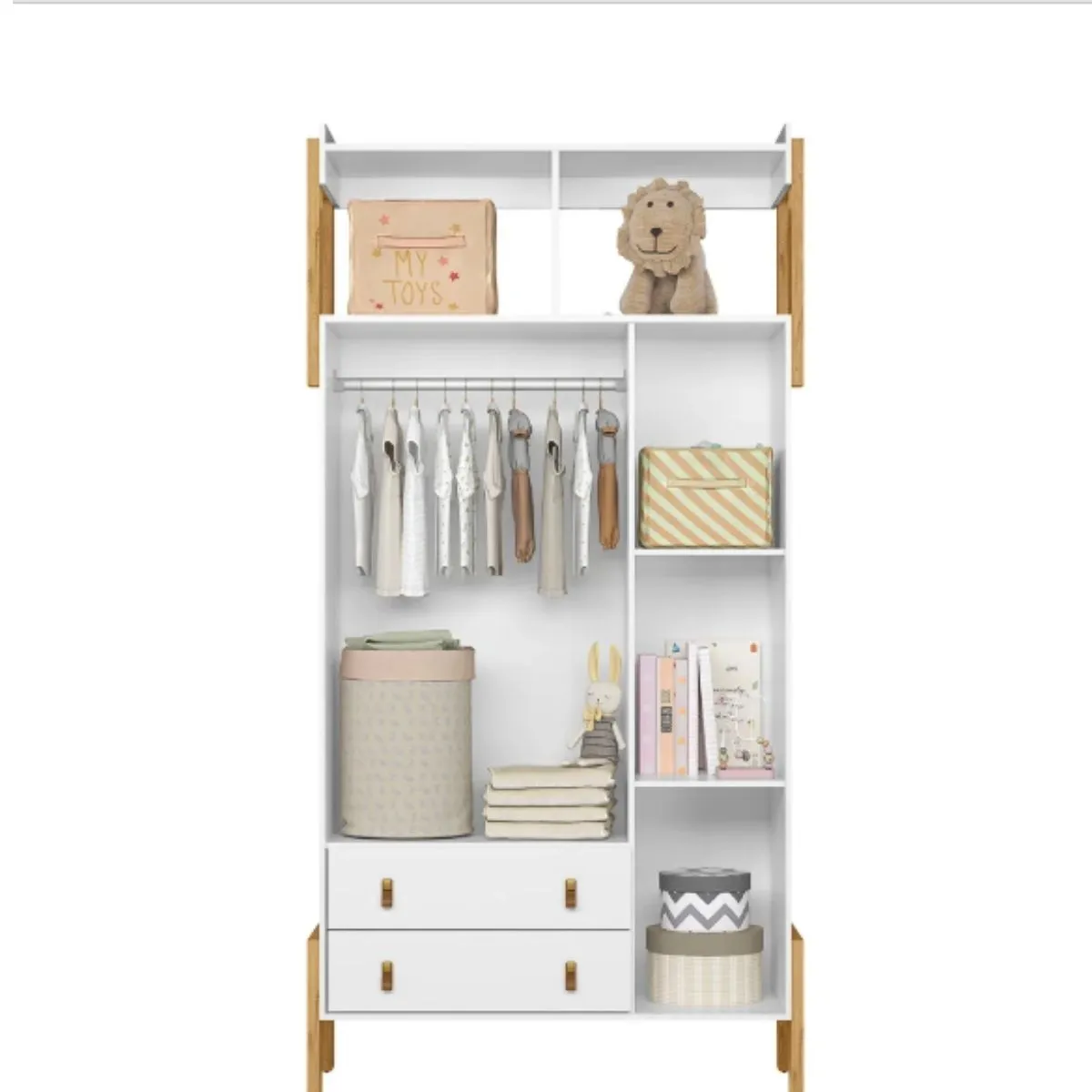 Guarda-Roupa Infantil Fantasia 3 Portas 2 Gavetas com Nicho Branco Acetinado